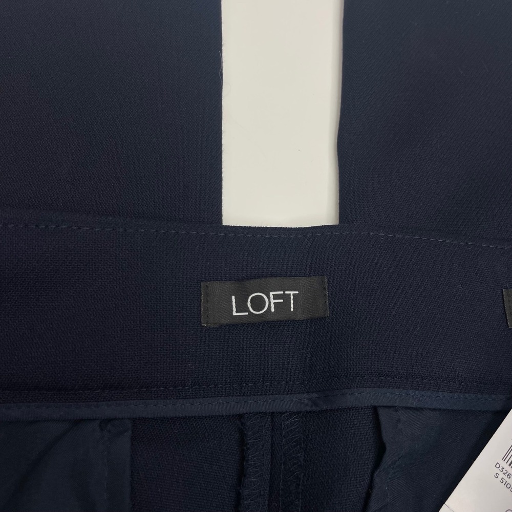 Loft NWT High Waist Trouser Pants Navy Blue Gold Button Sailor Wide Leg 6 - Picture 5 of 12